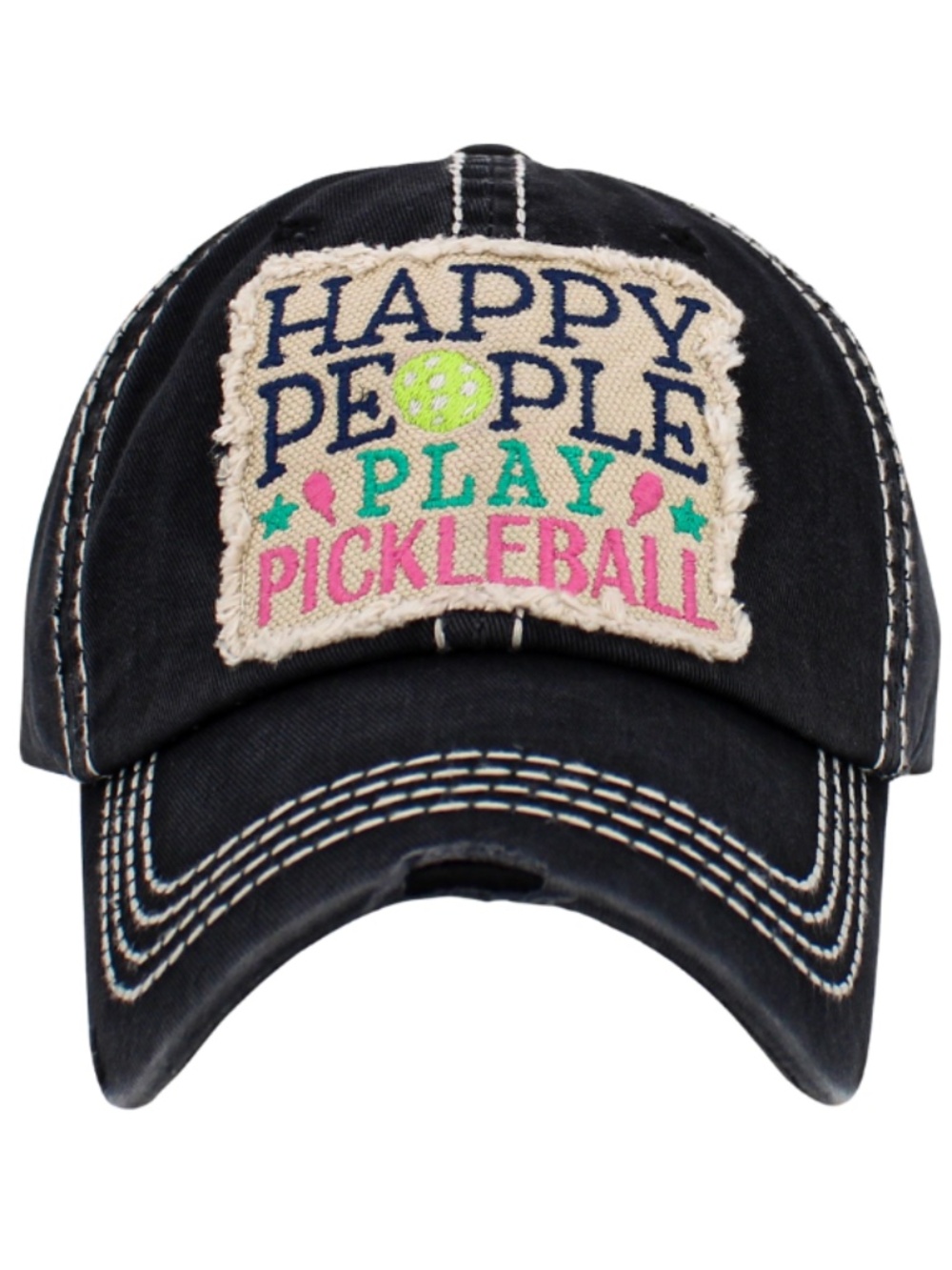 Happy People Play Pickleball Washed Vintage Ballcap